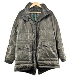 Lauren Ralph Lauren Shiny, Army Green Puffer Jacket with Down Fill